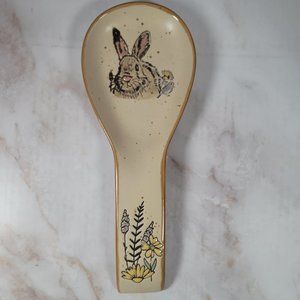 Homestyles Adorable Evergreen Bunny Spoonrest Stoneware Ceramic Floral